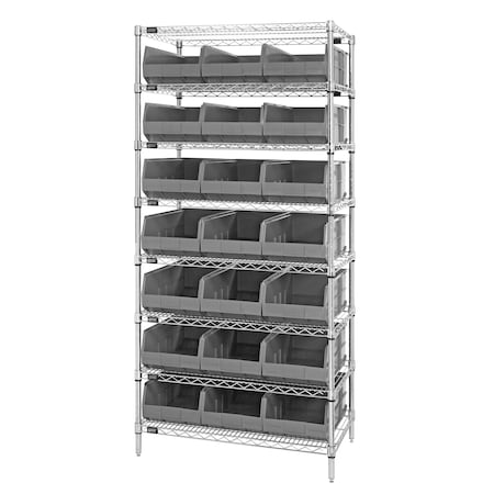 Quantum Storage Systems Stackable Shelf Bin Steel Shelving Systems WR8-485GY